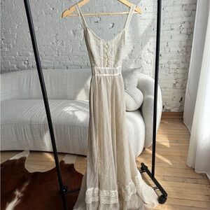 Gunne Sax Cream Lace Maxi Dress